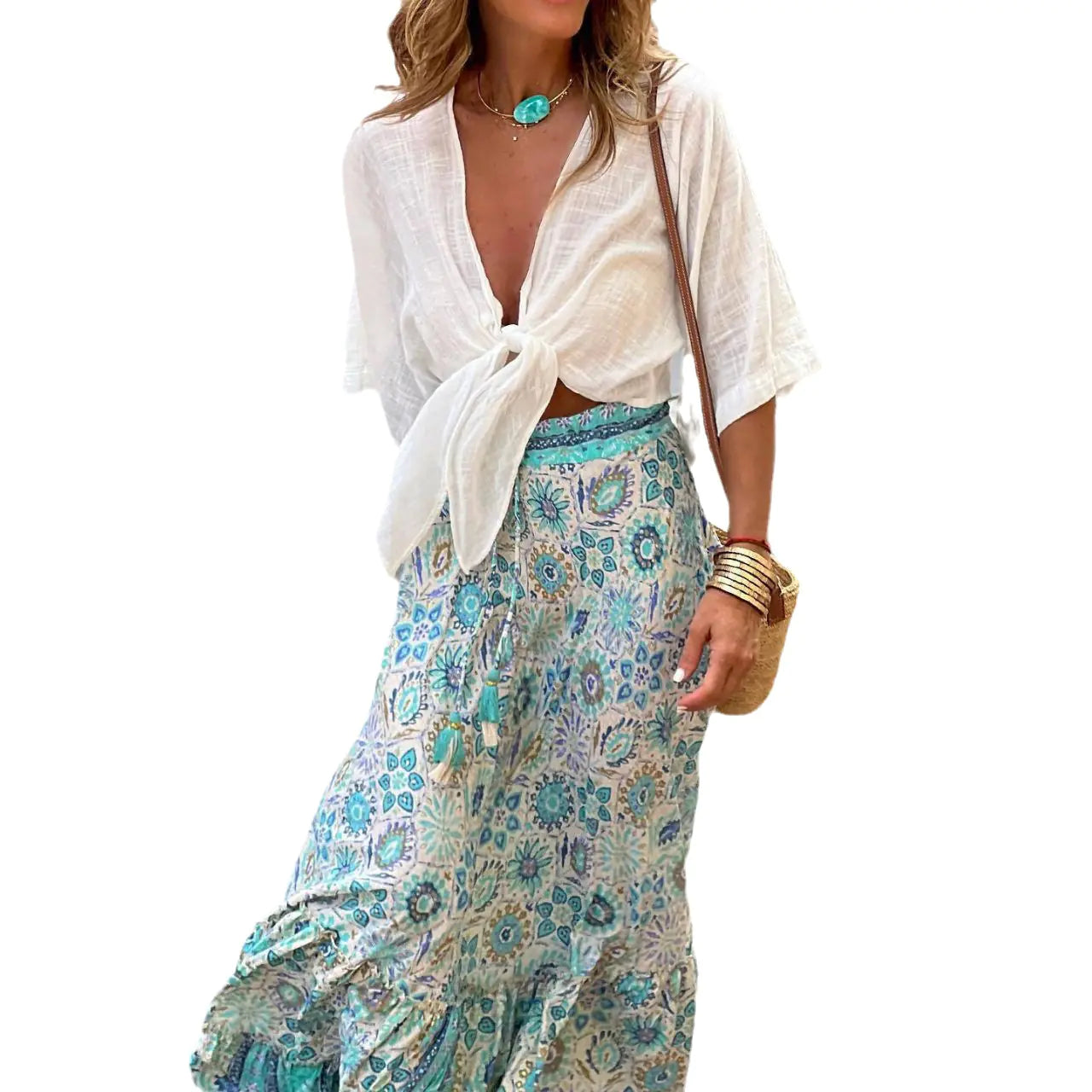 European Print Maxi Skirt - Summer 2026 Casual Wear