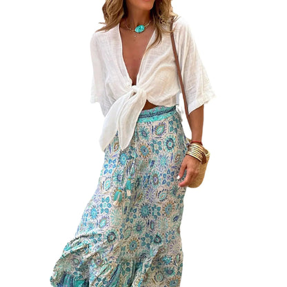 European Print Maxi Skirt - Summer 2026 Casual Wear