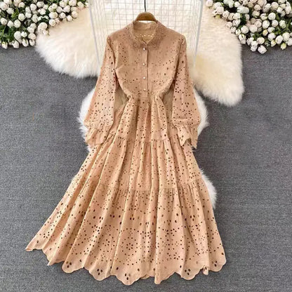 Bohemian Summer Dress with Embroidered Puff Sleeves