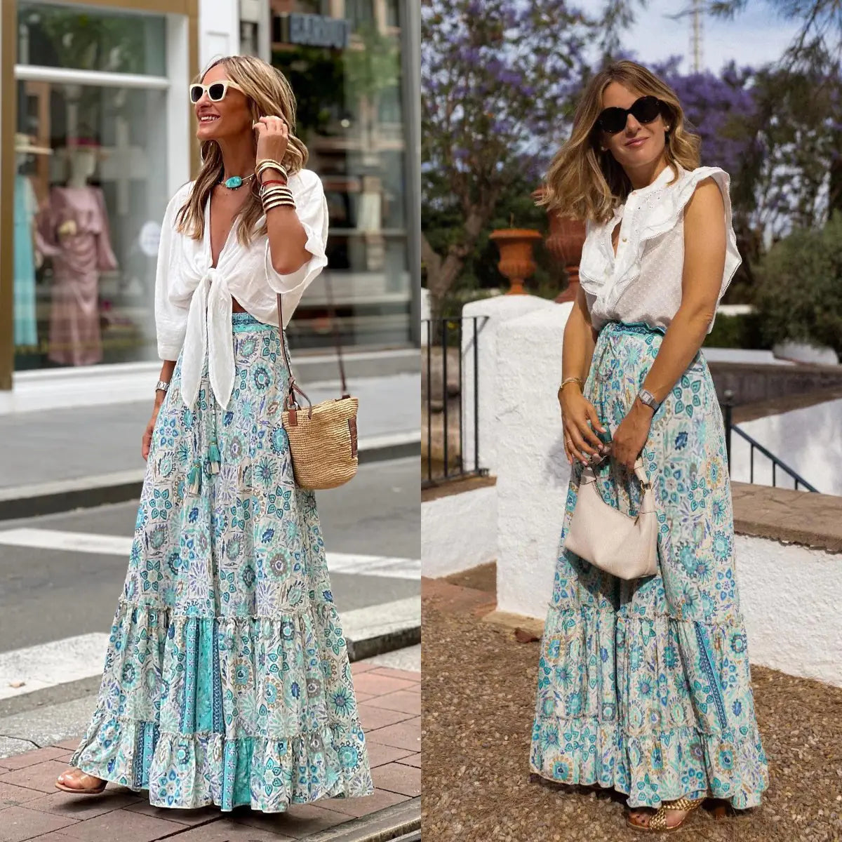 European Print Maxi Skirt - Summer 2026 Casual Wear