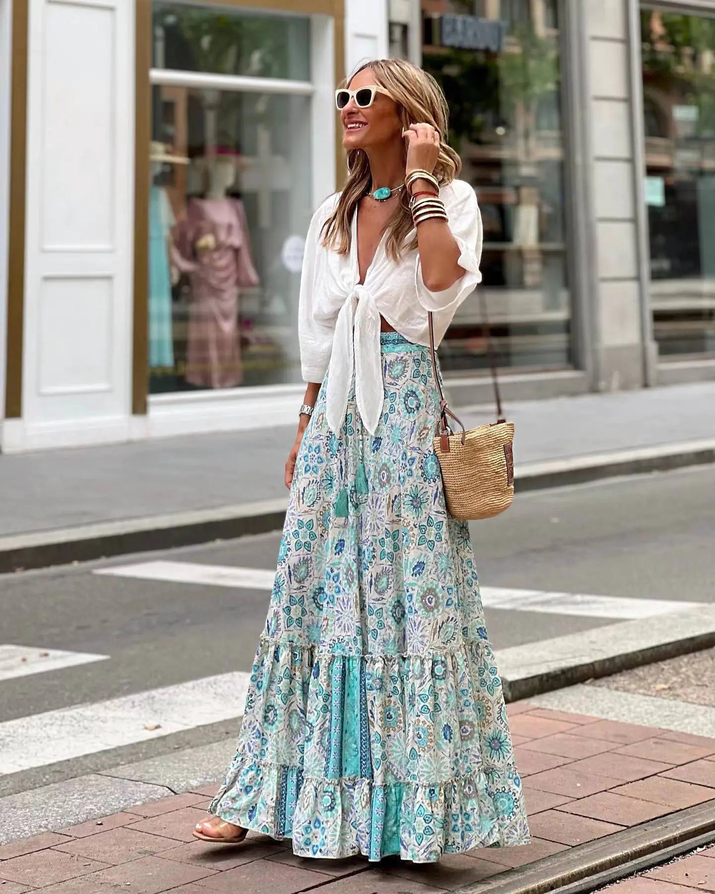 European Print Maxi Skirt - Summer 2026 Casual Wear