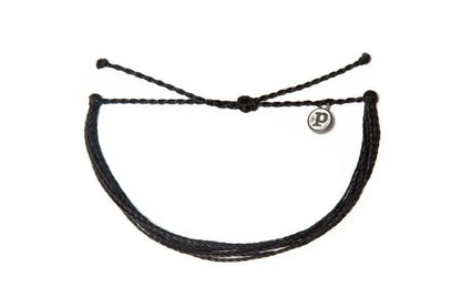 Pura Vida Solid Black Bracelet - Iron-Coated Copper Charm Adjustable Band - 100% Waterproof
