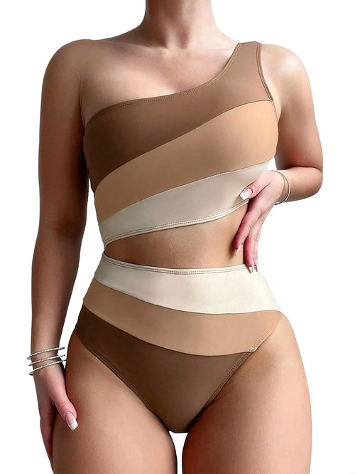 Leoparts Womens Color Block One Piece Swimsuit