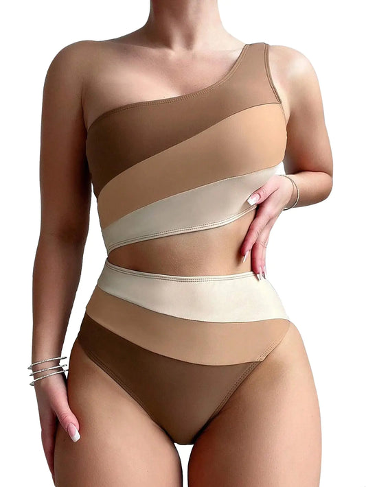 Leoparts Womens Color Block One Piece Swimsuit