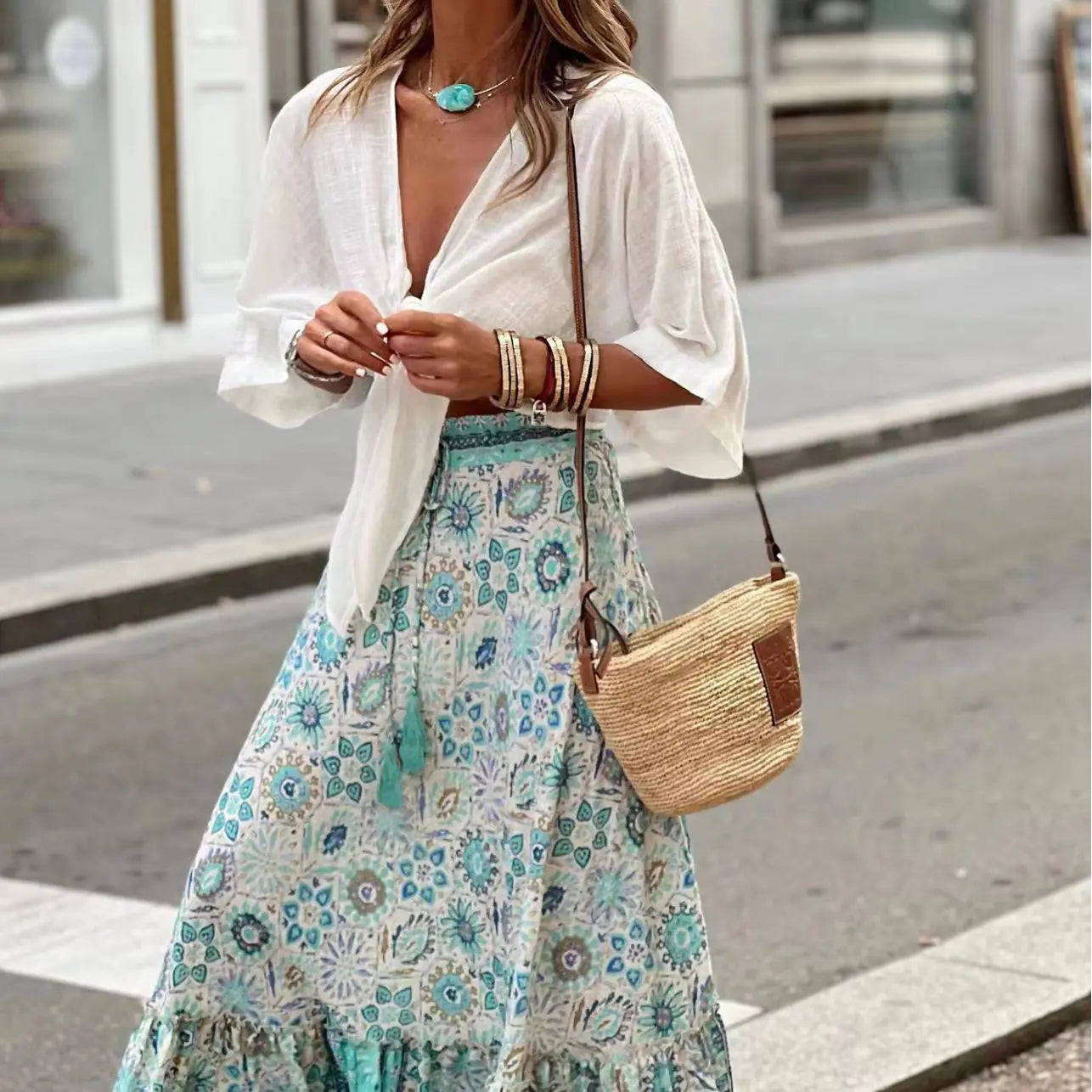 European Print Maxi Skirt - Summer 2026 Casual Wear