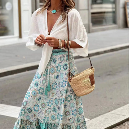 European Print Maxi Skirt - Summer 2026 Casual Wear