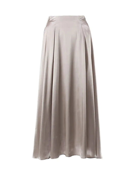 2026 Summer Elegant High Waist Satin Maxi Skirt