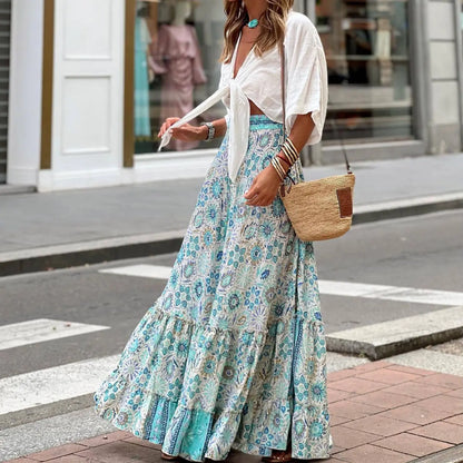 European Print Maxi Skirt - Summer 2026 Casual Wear