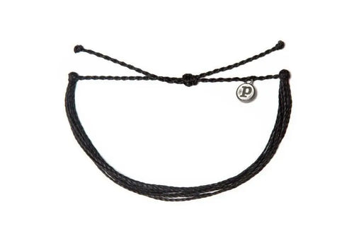 Pura Vida Solid Black Bracelet - Iron-Coated Copper Charm Adjustable Band - 100% Waterproof
