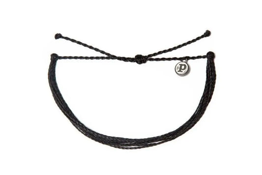 Pura Vida Solid Black Bracelet - Iron-Coated Copper Charm Adjustable Band - 100% Waterproof